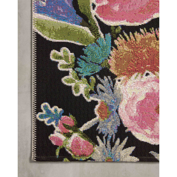 Red Barrel Studio® Yakini Black/Pink/Green Indoor/Outdoor Rug & Reviews Wayfair